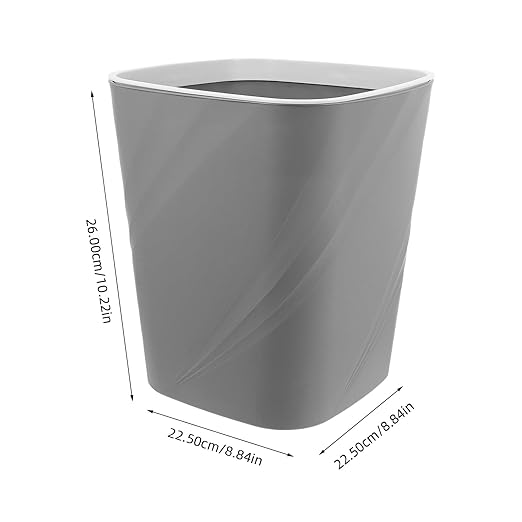 Lidless Small Garbage Can with Press Ring for Secure Bags Grey Plastic Trash Bin for Bathroom Kitchen Bedroom Office Easy Clean Space-Saving Wastebasket for Home Use