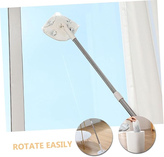Toyvian Rotatable Dust Mop Set with Disposable Dry  Small Triangular Electrostatic Wood Floor Mop for Household Cleaning and Desktop Sweeping