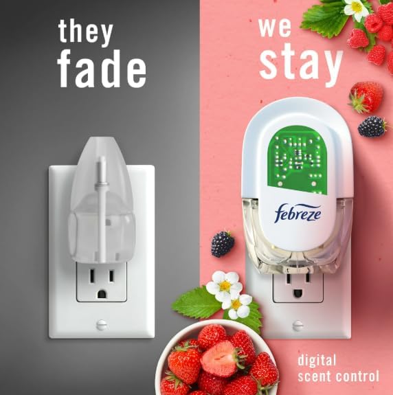 F.e.b.r.e.z.e Odor-Fighting Fade Defy Plug Air Freshener (1 Refill) of 0.87 Fl Oz + Starter Kit (Berry &amp Bramble)