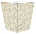 Tan &amp White Fret Pattern Wastepaper Basket-fluted
