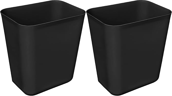Nipogear 3 Gallons Efficient Trash Can Wastebasket Fits Under Desk Kitchen Home Office (Black 3 Gallons-2 Pack)