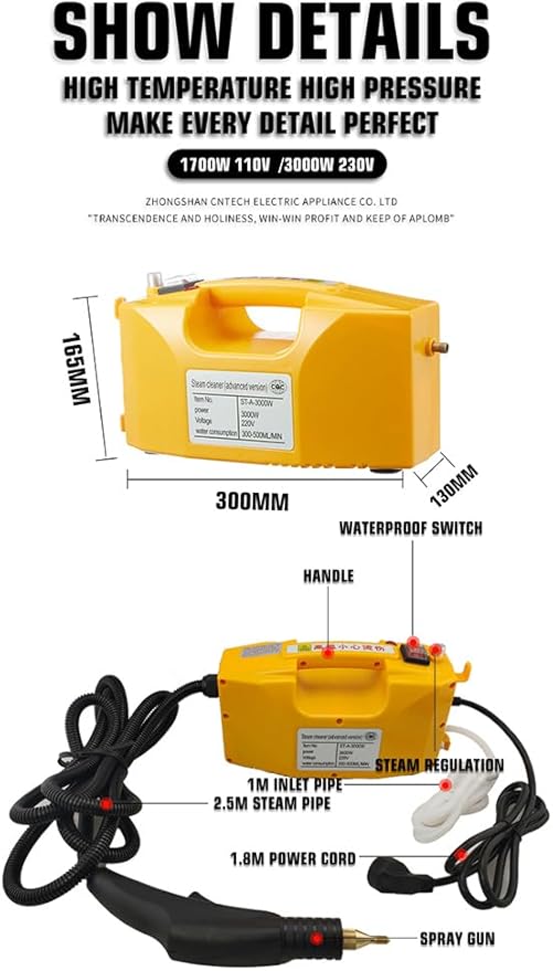 Mobile Handheld Electric Kitchen Steam Cleaner Dishwasher Portable Pressure Steam Cleaner (Yellow)