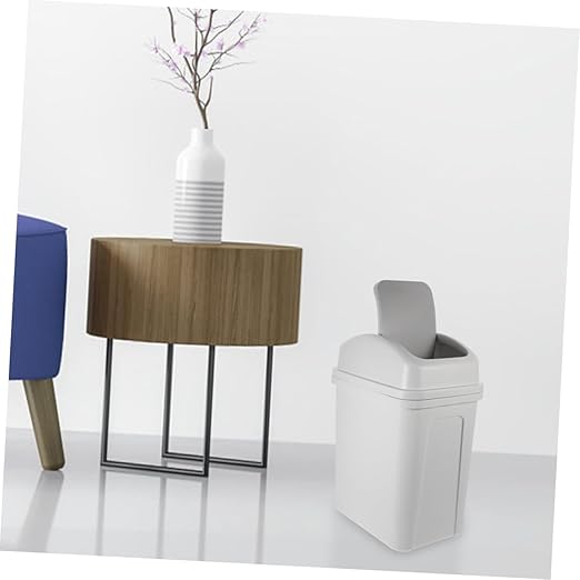 Large Capacity Trash Can with Lid Thick Plastic Kitchen Wastebasket for Home Living Room and Bathroom Easy Press Open Design for Compact Spaces