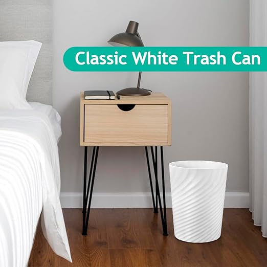 3 Pack Bathroom Trash Can 1.8 Gallons Round Waste Basket Small Trash Bin for Bedroom Plastic Garbage Can with 3 Bags for Office Bathroom Living Room Dorms Kitchen White