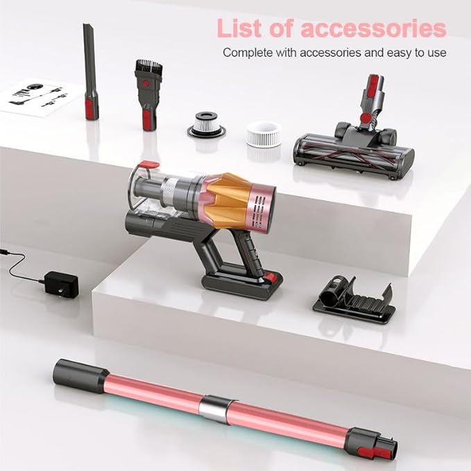 Cordless Vacuum Cleaner 550W 65Kpa 40Mins Vacuum Cleaners for Home LED Screen Stick Vacuum Cleaners Anti-Tangle 1.2L Dust Cup 4 in 1 Lightweight Vacuum for Hardwood Floor Carpet Pet Hair