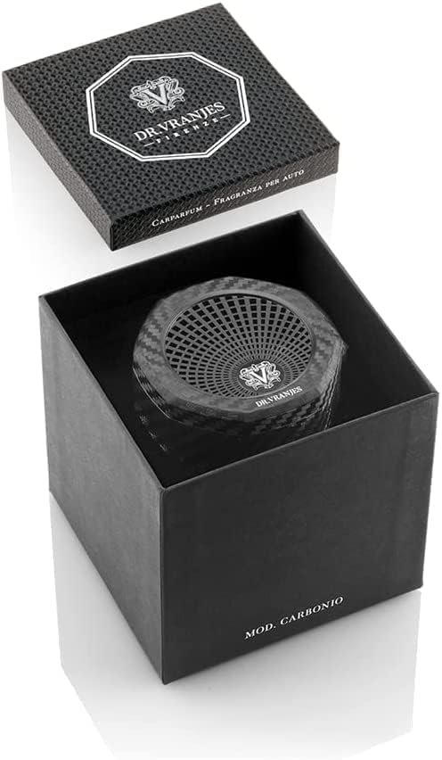 Dr. Vranjes Carparfum Carbon Fiber – Rosso Nobile Fragrance + Ambra Refill – Luxury Italian Car Air Freshener &amp Vent Diffuser – Made in Florence Italy