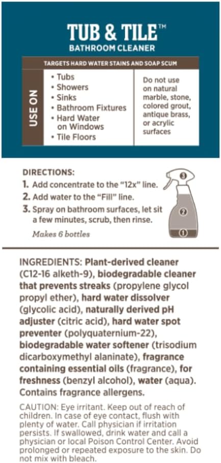 Melaleuca Tub &amp Tile 12x Bathroom Cleaner – 8 fl. oz. | Super-Concentrated Plant-Based Formula with Spray Bottle Included