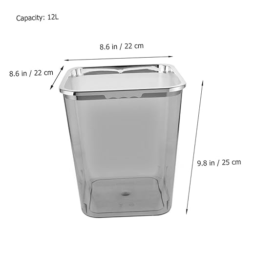 Large Transparent Plastic Garbage Can with Electroplated Press Ring Sturdy PP Bathroom Trash Bucket for Home Kitchen Office Living Wastebasket with Wide Opening