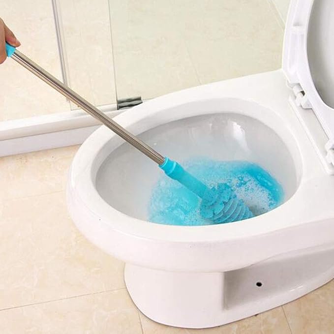 Alvinlite Toilet Plunger Piston Type Toilet Clog RemoverFlexible Rubber Head Stainless Steel HandleToilet Dredge Pipe for Clogged Siphon Toilet