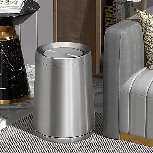 10L / 2.6Gal Small Stainless Steel Sliver Trash CanMetal Bathroom Garbage can with LidModern Home Décor Wastebasket with Flipping Lid Garbage Can for KitchenBathroomLiving Room(Silver)
