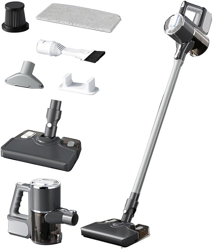 BlackCordless Vacuum for Home Vacuum Cleaner with Mopping Function and 2 Adjustable Modes 1800mAH Battery Max 30 Mins Runtime and Washable Parts Stick Vacuum