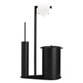 BVL Bathroom Trash Can with Toilet Paper Holder &amp Toilet Brush Stainless Steel Matte Black 1.32 Gallon Wastebasket with Lid Space-Saving Bathroom Accessories