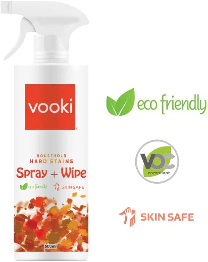Vooki Ecofriendly Hard Stains Spray and Wipe for Toughest House Hold Stains 500 Ml - (Pack of 3)