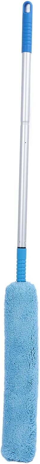 Extendable Long Handle Duster Bendable Head Dust Removal Multipurpose Soft Coral Fleece for Furniture Cracks Corner Adjustable Retractable Design Lightweight Aluminum Pole
