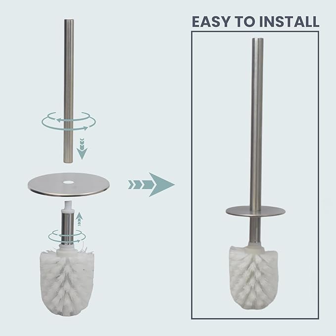 Escenzy Mermaid Bathroom Toilet Brush and Holder Set Mosaic Glass | Non-Rustic Stainless Steel | Practical &amp Decorative Toilet Bowl Brush and Holder | Luxury Mermaid Bathroom Decor