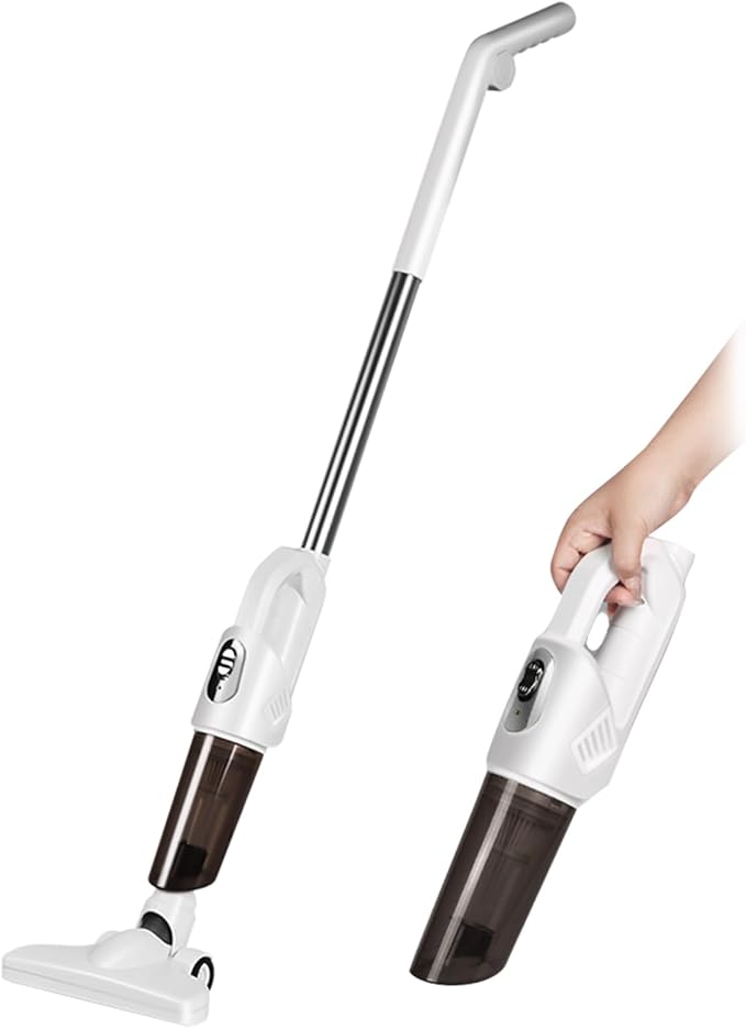 Tnfeeon Vacuum Cleaner 20000PA Powerful Suction Rechargeable Stick Vacuum Cleaner 2 in 1 Portable Low Noise Large Capacity Handhold Car for Home Office Car (Silver)
