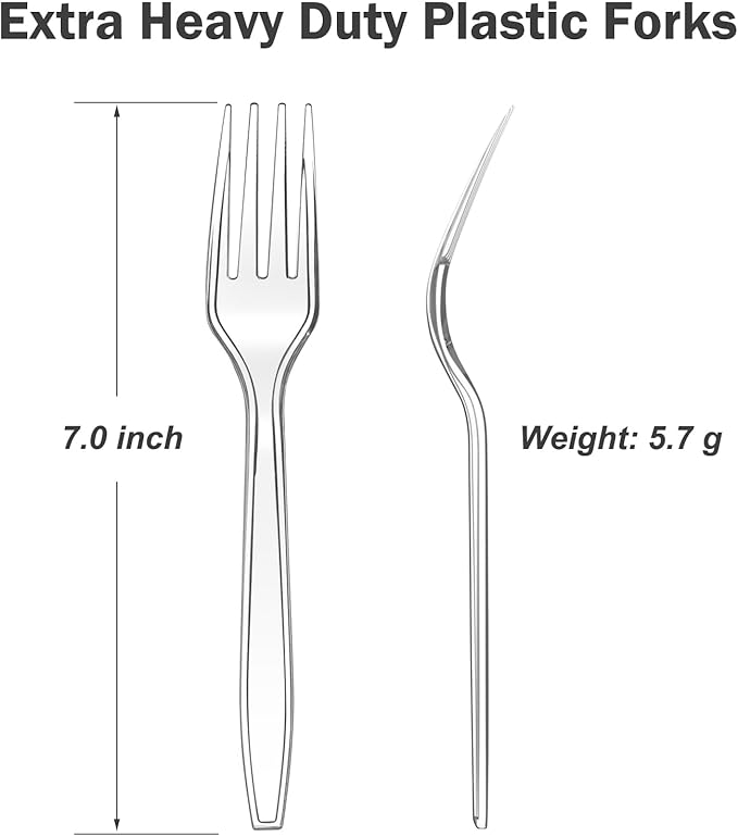 360 Count Extra Heavy Duty Clear Plastic Forks Disposable BPA-Free Heat Resistant Solid and Durable Disposable Forks Bulk Premium Plastic Forks heavy duty for Party Supply