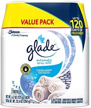Glade Automatic Spray Refill Clean Linen Fits in Holder For Up to 60 Days of Freshness 6.2 oz 2 pack Total 4 count