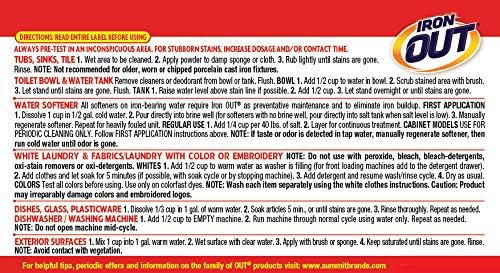 Iron OUT Powder Rust Stain Remover Remove and Prevent Rust Stains in Bathrooms Kitchens Appliances Laundry and Outdoors 9.5 Pound