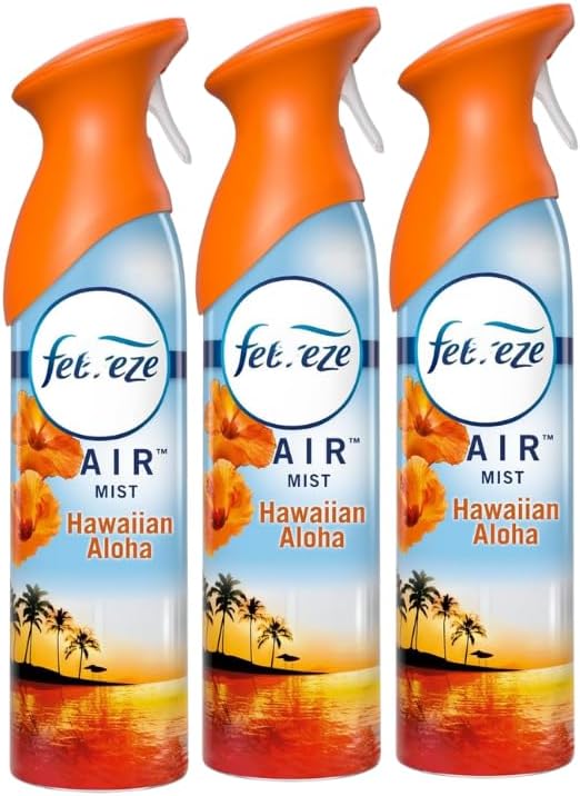 Feb+reze Air Mist Air Freshener Spray Odor-Fighting Room Spray Air Fresheners for Home and Bathroom and Kitchen Aerosol Can Hawaiian Aloha Scent 8.8oz (Pack of 3)