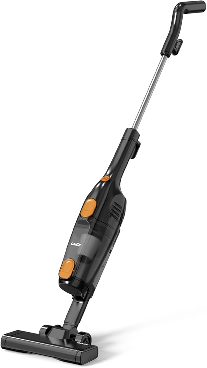 Candy Corded Vacuum Cleaner Stick Vacuum with Powerful Suction One-Click Dust Emptying 3-in-1 for Hard Floors Lightweight for Easy Cleaning(Light Yellow)