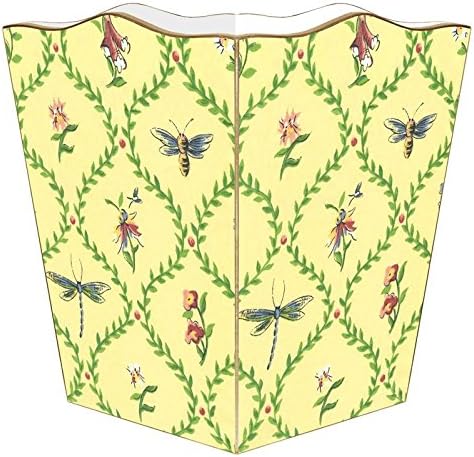 Marye-Kelley- Bugs &amp Blooms Wood Wastepaper Basket Decoupage Handmade Made in The USA