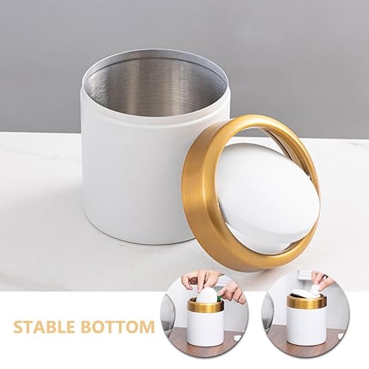 Mini Stainless Steel Trash Can with Lid Small Countertop Wastebasket for Bathroom Bedroom Kitchen 304 Stainless Steel Round Dustbin Compact Desktop Garbage Bin