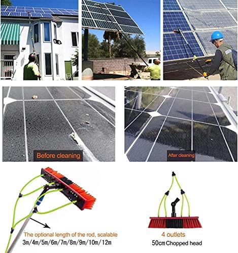 Glass Cleaning Brush Household Water Supply Telescopic Pole Kit Solar Panel Rotating Brush Solar Photovoltaic PanelsWindow Cleaning Pole with Water Fed Telescopic Brush 33ft Pole