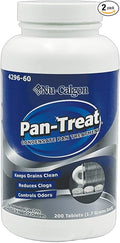 Nu-Calgon Upgraded 4296-60 Pan-Treat Condensate Drain Tablets (200 Tablets per Bottle) – Controls Odors &amp Prevents AC Drain Line Clogs Non-Toxic Non-Corrosive – 2 Cans [ 400 Tablets total ]