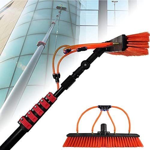 Extendable Window Cleaning Pole Kit with Solar Panel Brush - Professional Water Fed Washer System for Effortless Reach &amp High-Efficiency Glass Cleaning
