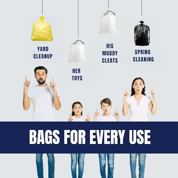 Plasticplace T55120YL 55-60 Gallon Trash Bags │ 1.2 Mil │ Yellow Heavy Duty Garbage Can Liners │ 38” x 58” (50 Count)