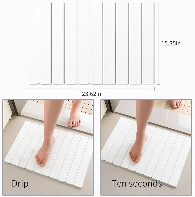 Dish Drying Stone Mat | Large Stone Drying Mat for Kitchen Counter | Premium Diatomaceous Earth Mat for Dishes | Non-Slip Kitchen Sink Mat | Fast-Absorbing Eco-Friendly | 23 x 15.5 (Pearl)