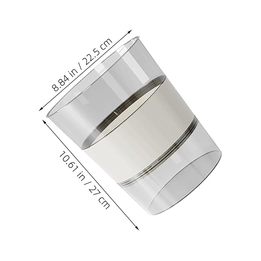 VILLCASE Large Transparent Plastic Trash Can for Household and Office with Easy-disassemble Design Stylish Luxury Aesthetic Wastebasket for Bathroom Kitchen Living and Workspace