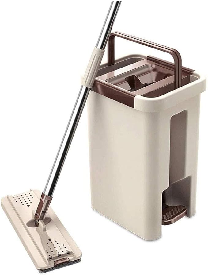Rotating MopMicrofiber Rotary  Bucket Floor Cleaning System Square Headband with 4 Replacement