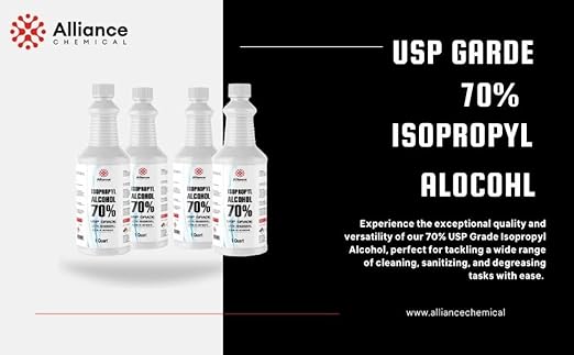 Isopropyl Alcohol (IPA) 70% - USP Medical Grade - 1 Gallon (4 x 32 FL Oz Bottles) - Rubbing Alcohol 70 Percent - Alliance Chemical - Made in America