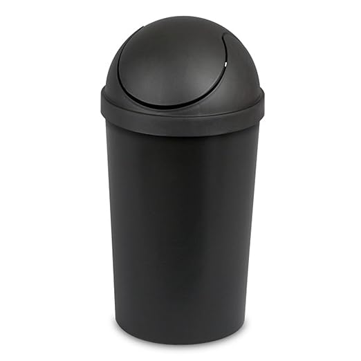Sterilite 6 Pack SwingTop Wastebasket Round Trash Can w/Swing Top Lid 3 Gallon Black