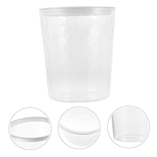 VOSAREA Transparent Trash Can Capacity Wastebasket for Bathroom Kitchen and Office Sturdy Structure Simple Style Lightweight Garbage Container for Easy Use