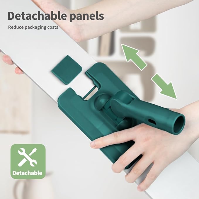CQT Commercial Flat Microfiber Floor Mop Cleaning System 24 Inch Wet Dry and Dust Hardwood with 4 Washable Pads Cleaner for Laminate Tile Stainless Steel Handle and Extension (PT14 Green)