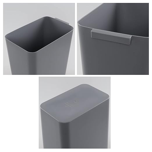 Basics Small Trash Can Rectangular Commercial Office Wastebasket 4.5 Gallon (Pack of 3) Grey