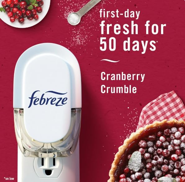 F.e.b.r.e.z.e Odor-Fighting Fade Defy Plug Air Freshener (2) of 0.87 fl oz Refills (Cranberry Crumble)