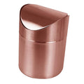 Mini Stainless Steel Trash Can with Lid Small Rose Gold Waste Basket for Office Bathroom Kitchen Compact Countertop Garbage Bin for Boys and Girls Decorative Storage