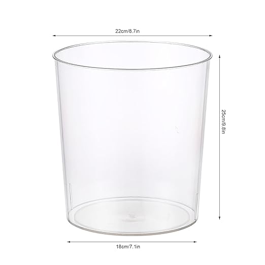 Clear Trash Can Space Saving Large Capacity Plastic Wastebasket Multipurpose Stylish Simple Round Shape Waste Basket for Bathroom Kitchen Bedroom Office (L)