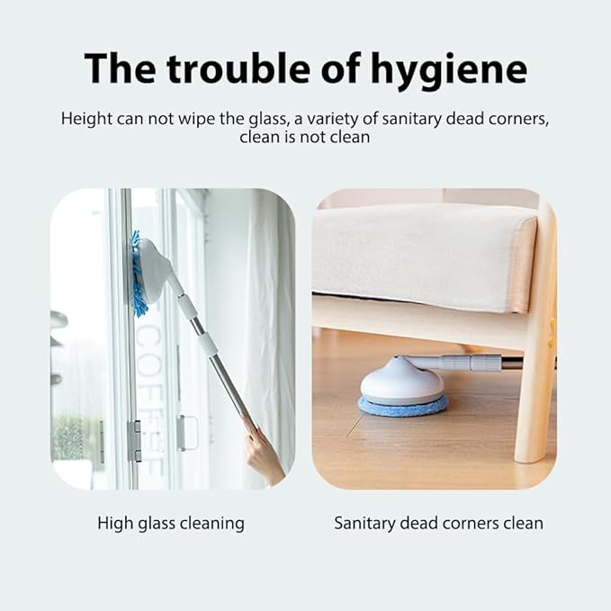 Electric Spin Scrubber Mop Cleaner Rechargeable Cordless with Adjustable Handle and Replaceable Brush Heads White - IPX7 Waterproof Long Battery Life Multi - Surface Cleaning