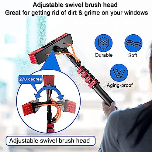 Telescopic Water Fed Brush Extendable Long Reach Window Cleaner Equipment Suitable for Window Glass Solar Panel35Cmbrush-39.4Ft/12M35cmbrush30FT/9M