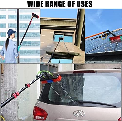 12-39 Foot Window Cleaning Poles Roof Telescopic Cleaning Kit Water/Hose Fed Pole Solar Panel Cleaning Equipment Long Pole Window Cleaner with 180° Rotatable Bru39Ft 12M