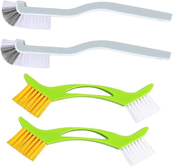 PartyKindom 8pcs Double Scrub Cleaning Brush for Bathroom Grout and Sink Flexible Bristles Curved Handle for Easy Corner Cleaning Multi-Purpose Household Tool