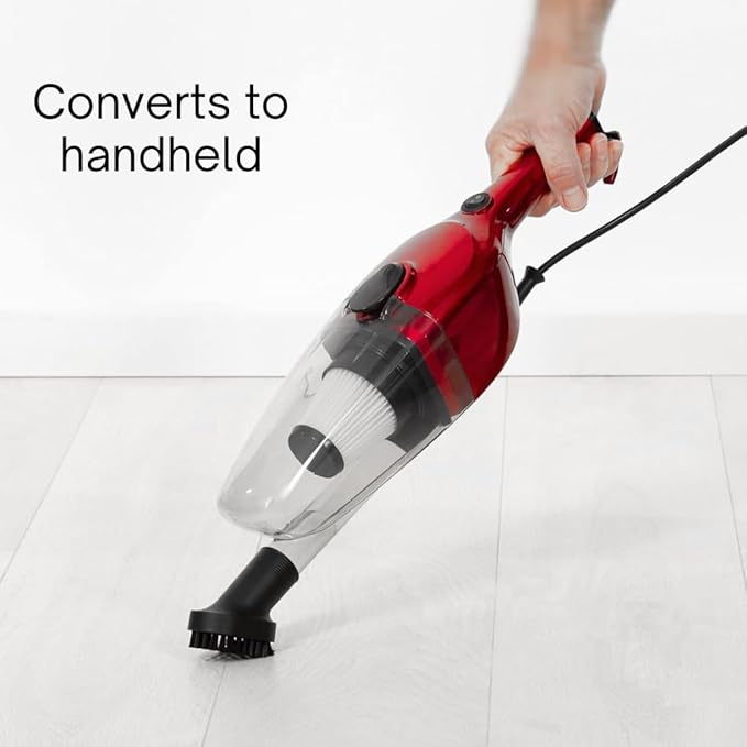 Ewbank Chilli Tempest 2-in-1 Vacuum Cleaner Stick &amp Handheld with 6 Attachments Small Lightweight (3 lb.) 600W .5L Capacity Red