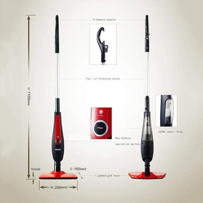 Red Cleaning Tools Steam Mop Electric Household Mop High Temperature Cleaning Wipe Machine 180 Degree Rotation Floor Cleaner