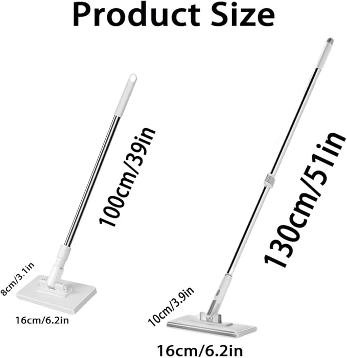 No Wash Mop 360 Clip Mop No Dirty Hand Retractable Disposable Dust Mops Lazy Mops with Locking Head &amp Sweeping Cloths Disposable Dust Mopss with 4 Reusable Cloths (Scalable)