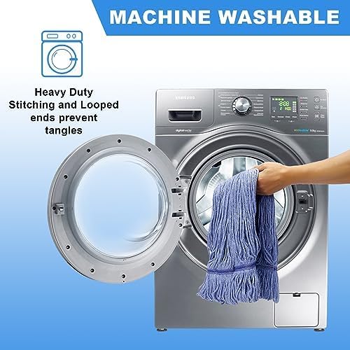 6 Pack Heavy Mop Replace Headmop Head ReplacementCommercial mop HeadsReusable Mop Head Refills-Replacement Mop Heads SuitableWet Industrial Blue Cotton Looped End String Head Refill (Blue)